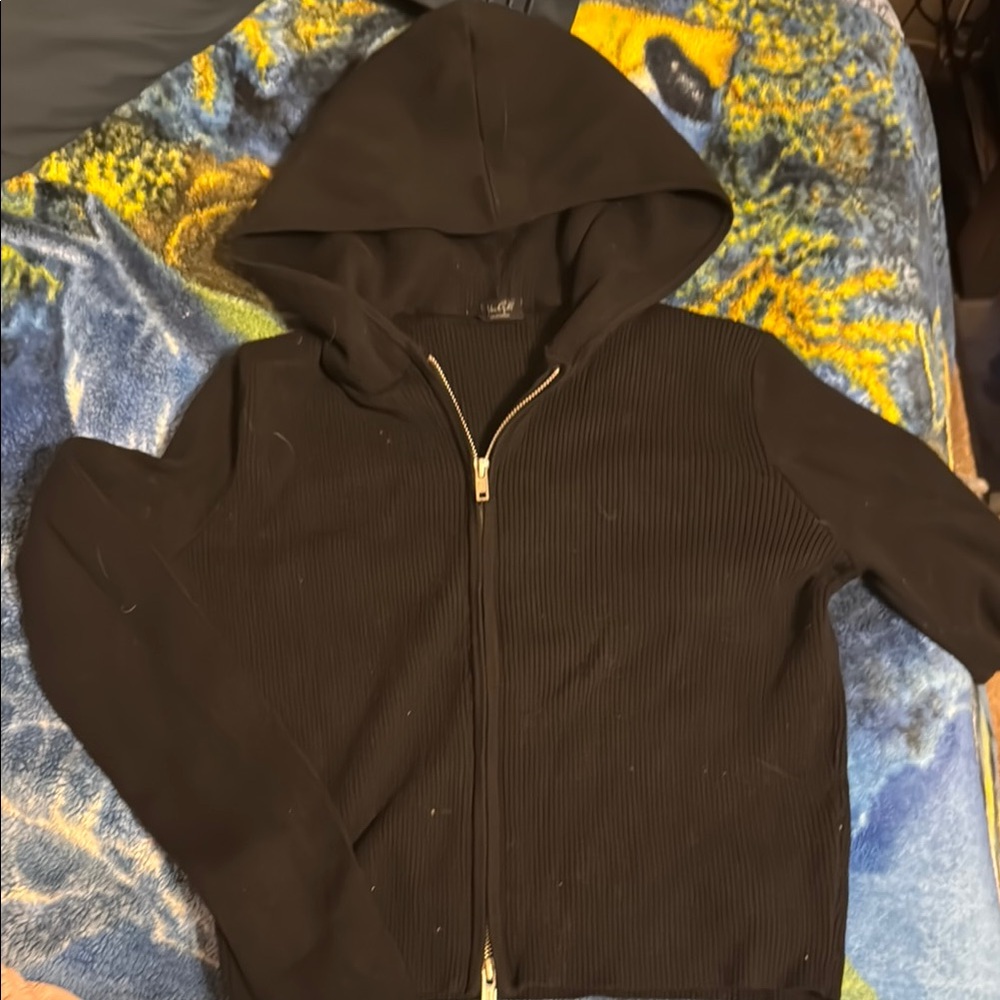 Brandy Melville - John Galt Brand Black Hooded Zip-Up Jacket